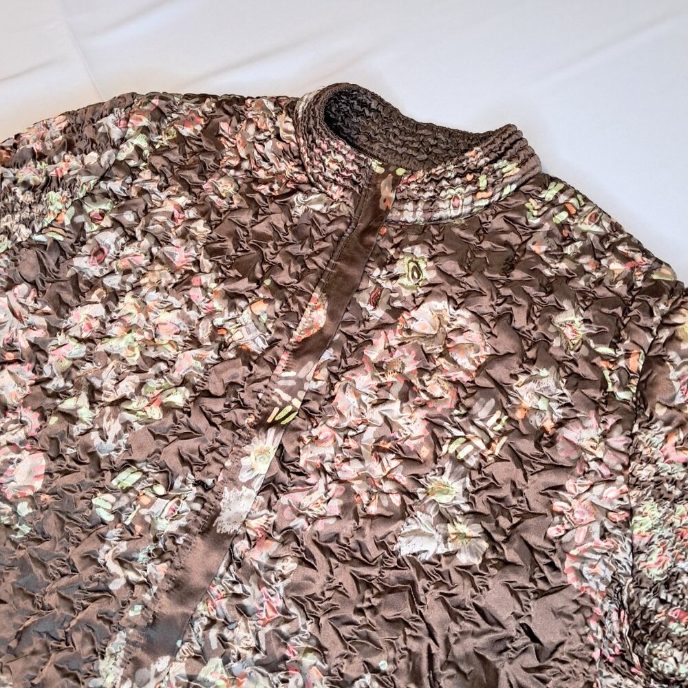 Ruby Rd. Brown Floral Jacket Polyester Full Zip W… - image 3
